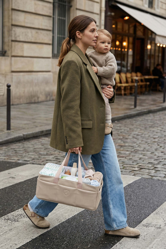 CADDY BAG Organizer Tasche für den Wickeltisch - Gum Beige