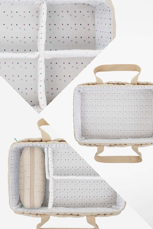 CADDY BAG Organizer Tasche für den Wickeltisch - Quilted Beige