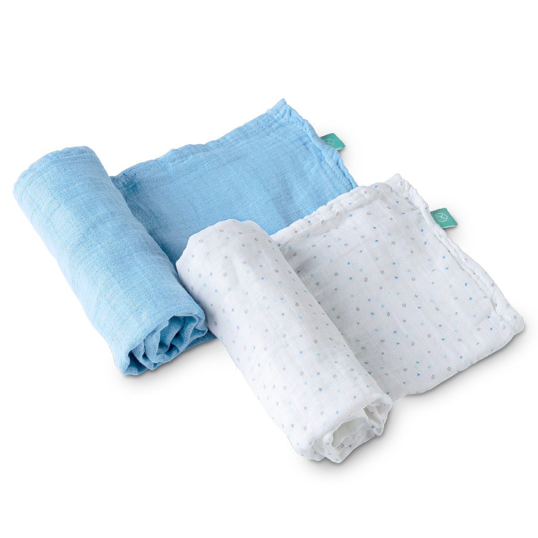 KOALA BABYCARE - Muselinas Bebe Algodon 120x120 - Paquete con 2 Unidades -  Muselinas Grandes de algodón y como arrullo para recién Nacidos bebés -  Azul Claro : : Bebé