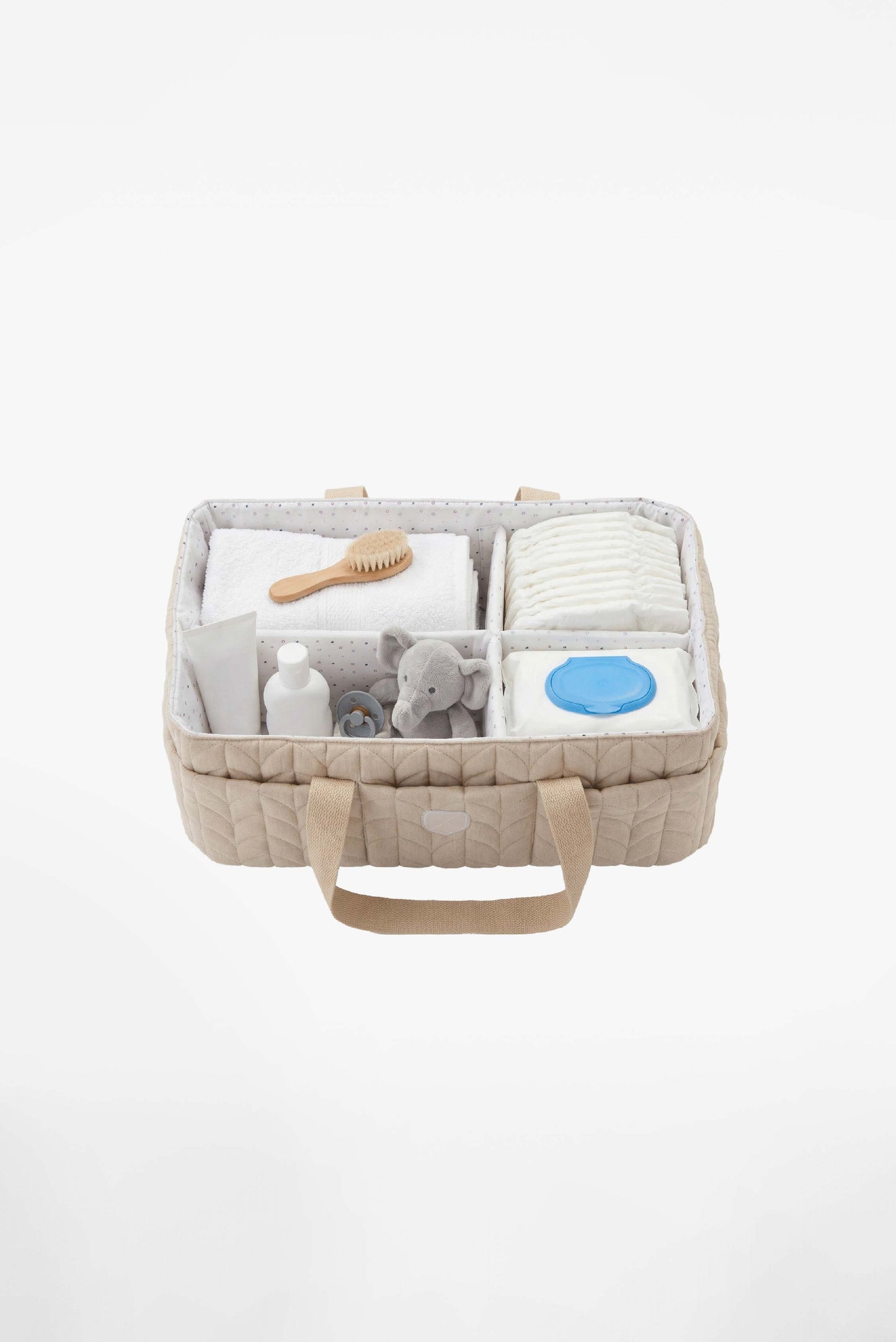 caddy bag organizer tasche für den wickeltisch - quilted beige 