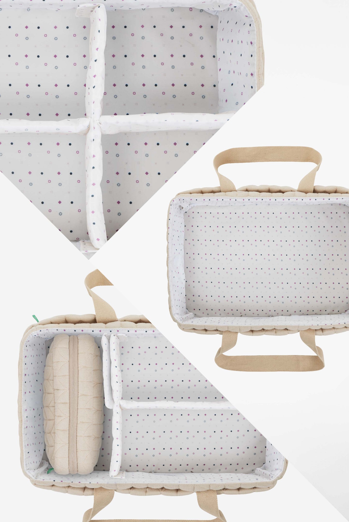 caddy bag organizer tasche für den wickeltisch - quilted beige 