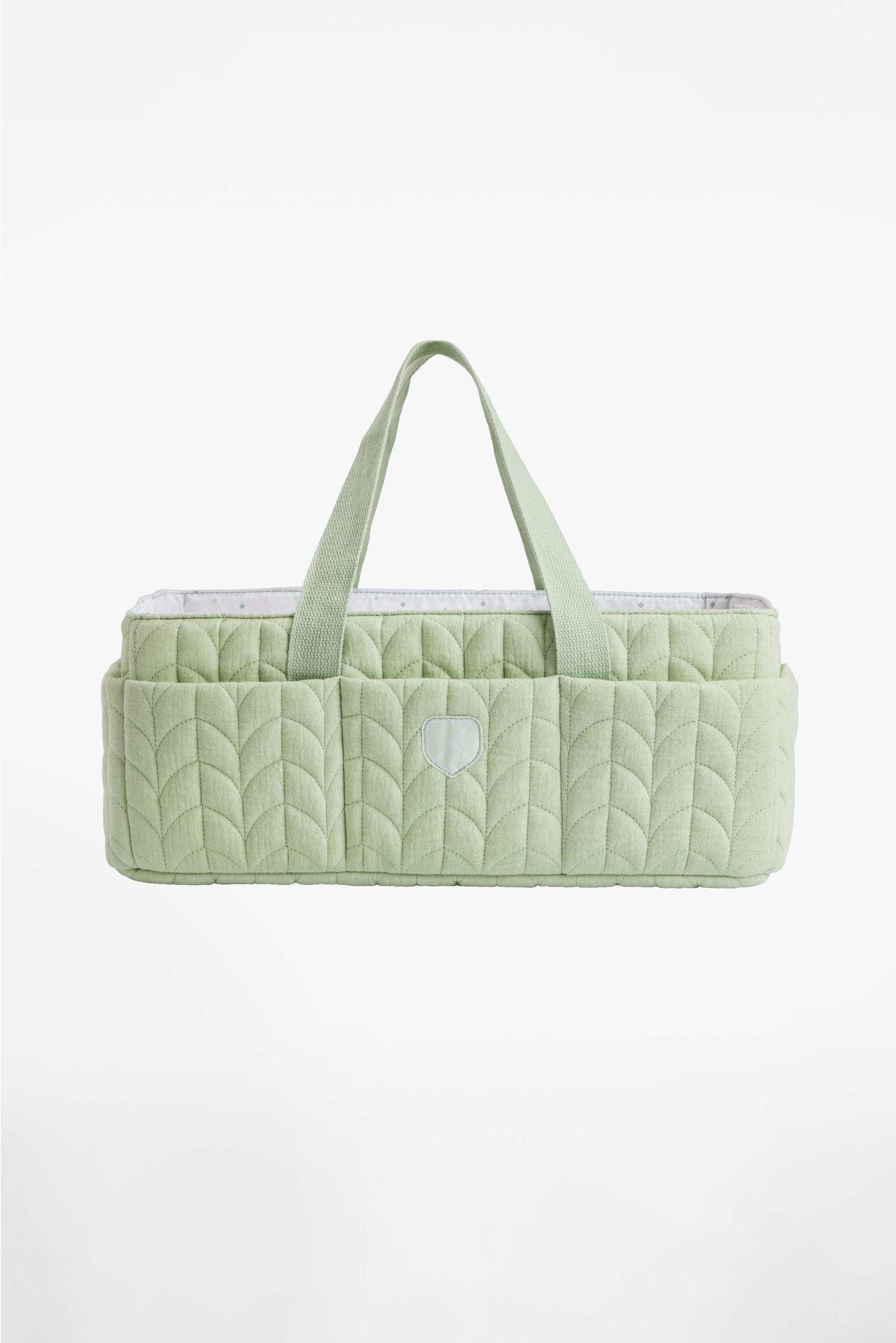 caddy bag organizer tasche für den wickeltisch - quilted pale green