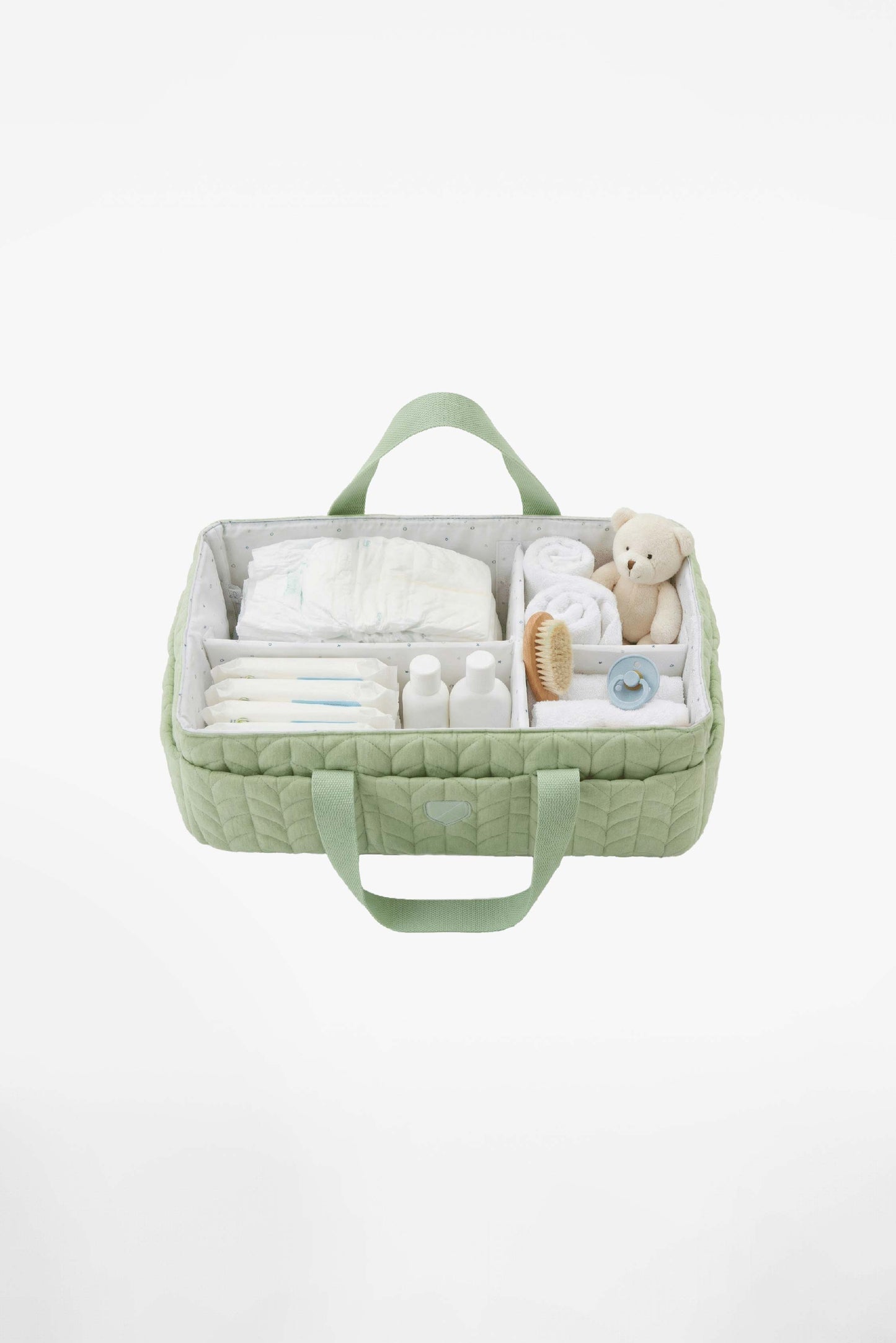 caddy bag organizer tasche für den wickeltisch - quilted pale green