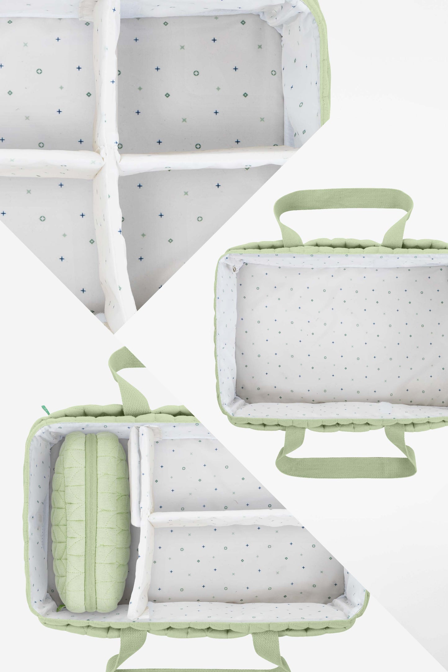 caddy bag organizer tasche für den wickeltisch - quilted pale green