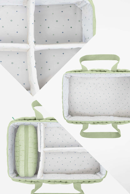 CADDY BAG Organizer Tasche für den Wickeltisch - Quilted Pale Green