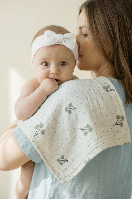 SOFT TOUCH 30X30 Newborn muslin cloths - Blossom Green