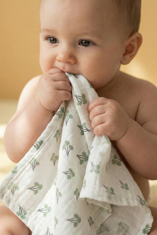 SOFT TOUCH 30X30 Newborn muslin cloths - Blossom Green