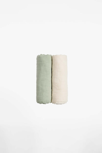 SOFT TOUCH 80x80 BAMBOO mussole neonato - Matcha - Milk