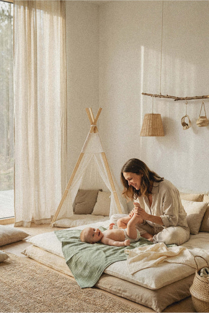 SOFT TOUCH 80x80 BAMBOO mussole neonato - Matcha - Milk