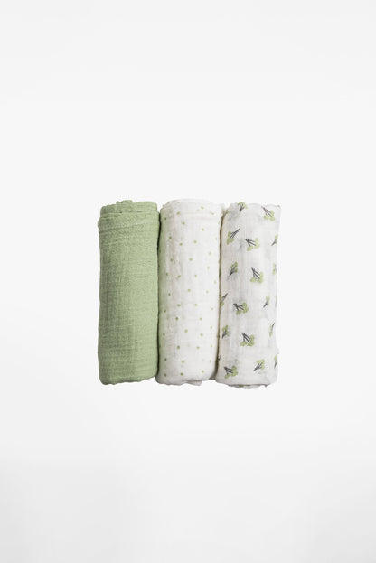 SOFT TOUCH 80x80 Newborn muslin cloths - Blossom Green
