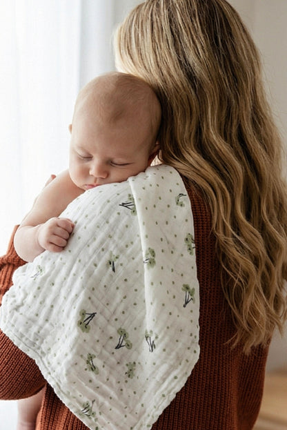 SOFT TOUCH 80x80 Newborn muslin cloths - Blossom Green