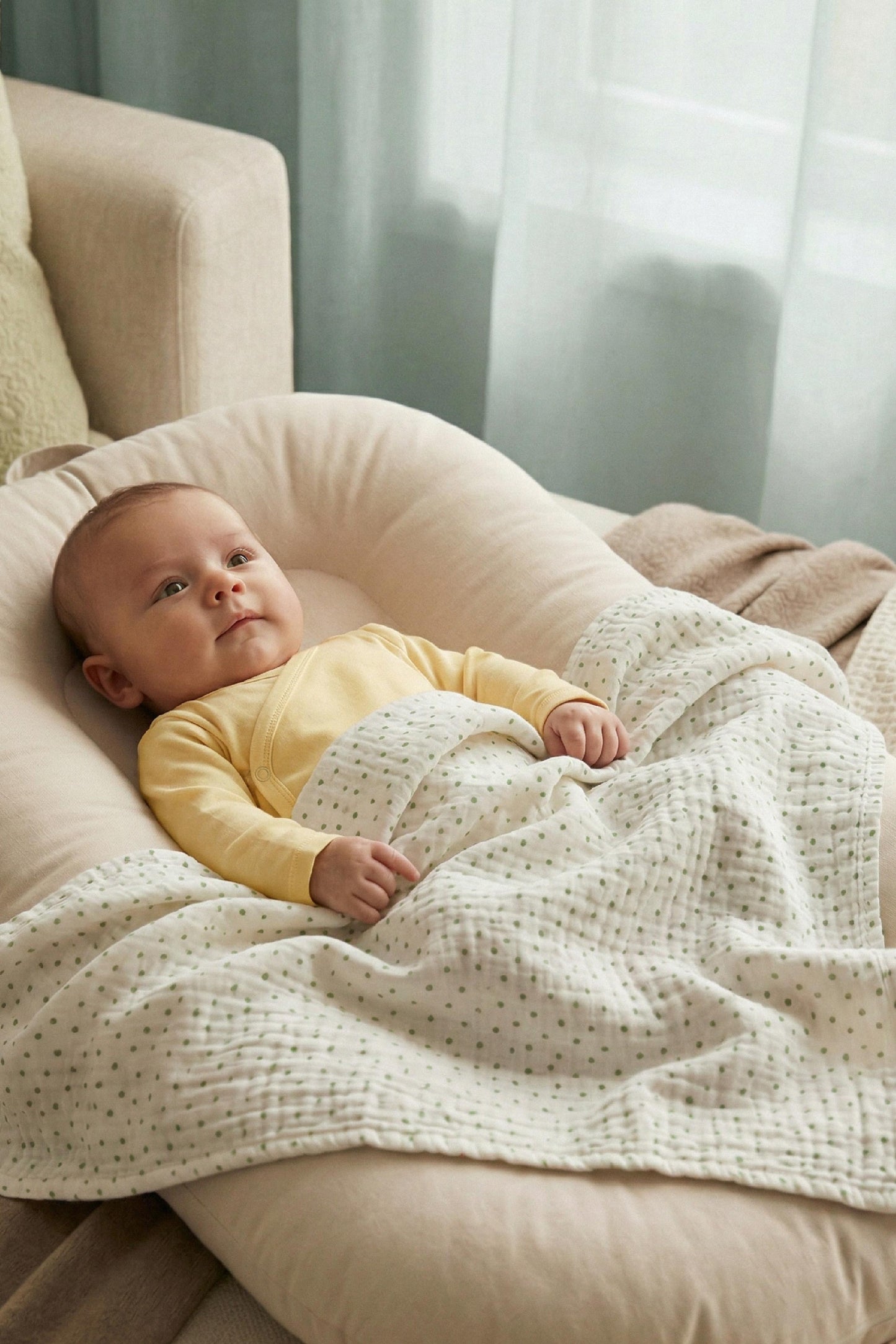 soft touch 80x80 newborn muslin cloths - blossom green