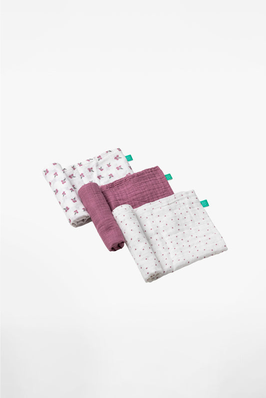 SOFT TOUCH 80x80 Newborn muslin cloths - Blossom Purple