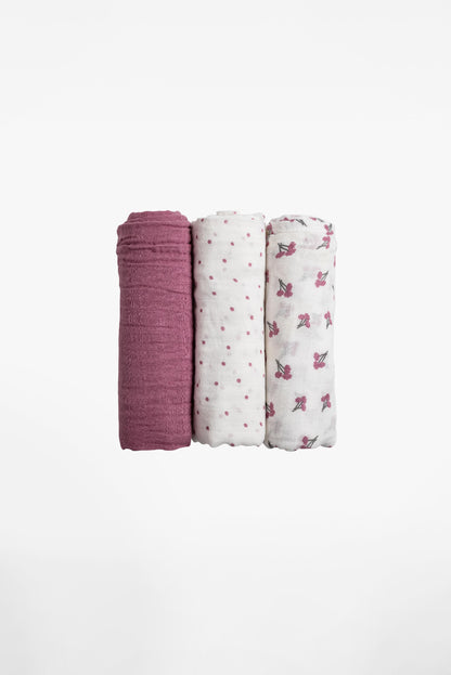 SOFT TOUCH 80x80 Newborn muslin cloths - Blossom Purple