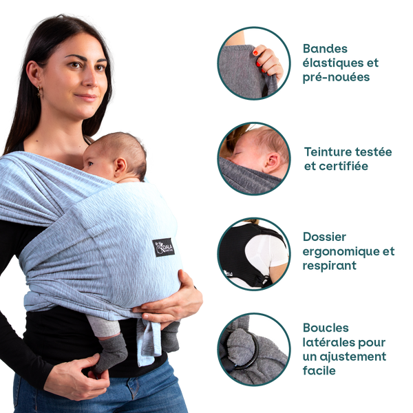 Koala Babycare® Une écharpe de portage facile à enfiler, réglable, unisex -  Porte-bébé multifonctionnel pour les bébés jusqu'à 10 kg - Cdiscount  Puériculture & Eveil bébé